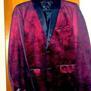 Red metallic jacket.